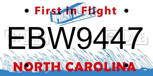 EBW9447 North Carolina License Plate