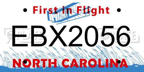 EBX2056 North Carolina License Plate