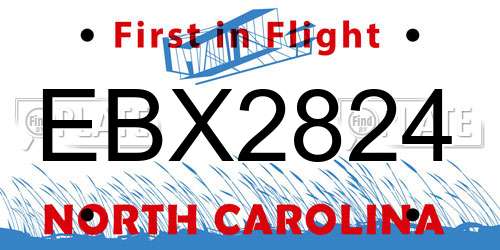 EBX2824 North Carolina License Plate