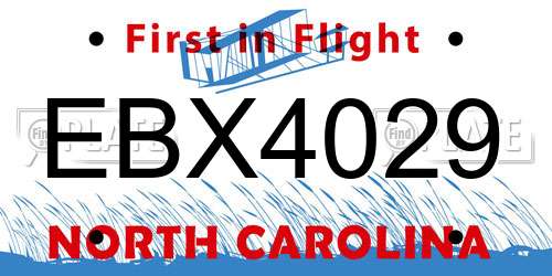 EBX4029 North Carolina License Plate
