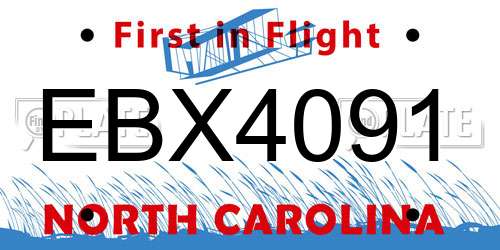 EBX4091 North Carolina License Plate
