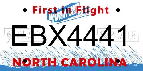 EBX4441 North Carolina License Plate