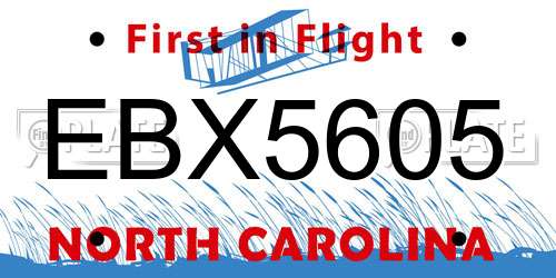 EBX5605 North Carolina License Plate