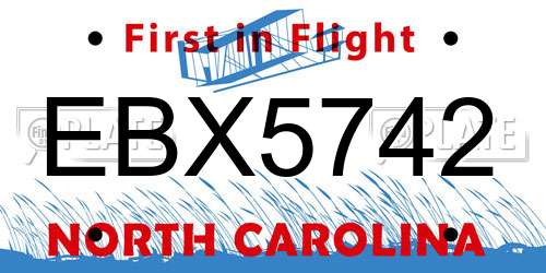 EBX5742 North Carolina License Plate