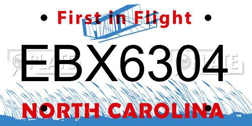 EBX6304 North Carolina License Plate