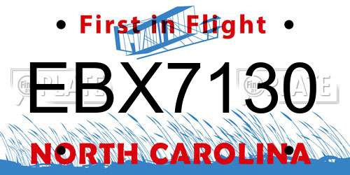 EBX7130 North Carolina License Plate