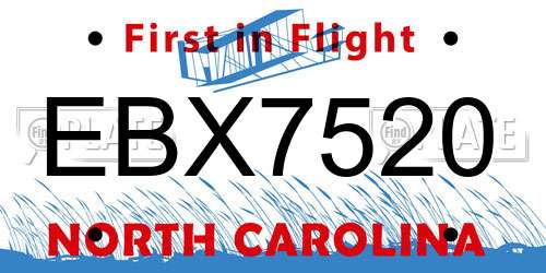 EBX7520 North Carolina License Plate