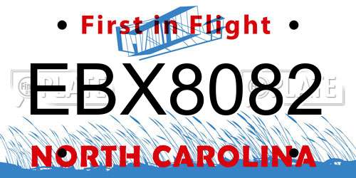EBX8082 North Carolina License Plate