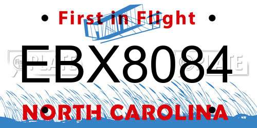 EBX8084 North Carolina License Plate