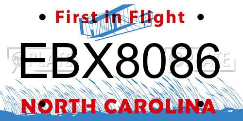 EBX8086 North Carolina License Plate