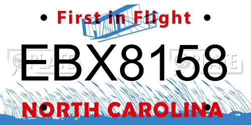 EBX8158 North Carolina License Plate