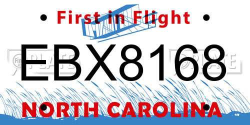 EBX8168 North Carolina License Plate