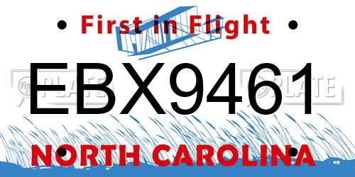 EBX9461 North Carolina License Plate