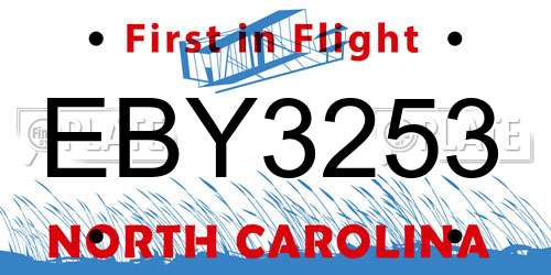 EBY3253 North Carolina License Plate