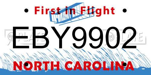 EBY9902 North Carolina License Plate