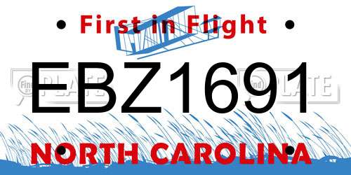 EBZ1691 North Carolina License Plate