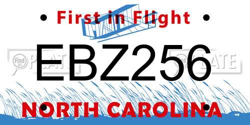 EBZ256 North Carolina License Plate