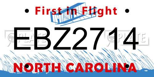 EBZ2714 North Carolina License Plate