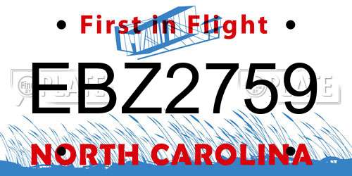 EBZ2759 North Carolina License Plate