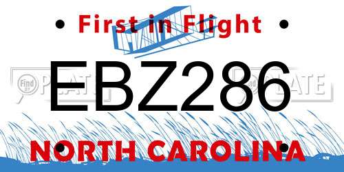 EBZ286 North Carolina License Plate