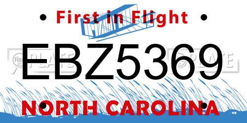 EBZ5369 North Carolina License Plate