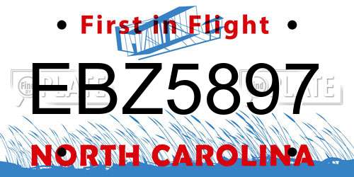 EBZ5897 North Carolina License Plate