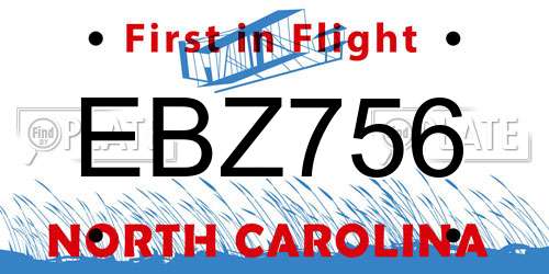 EBZ756 North Carolina License Plate