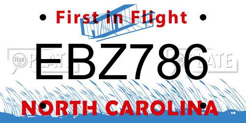 EBZ786 North Carolina License Plate