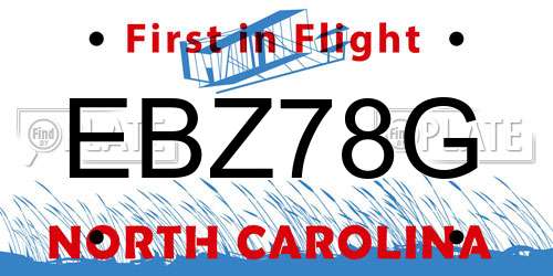 EBZ78G North Carolina License Plate