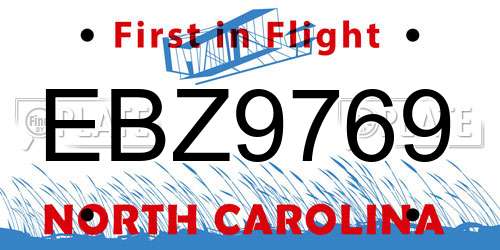 EBZ9769 North Carolina License Plate