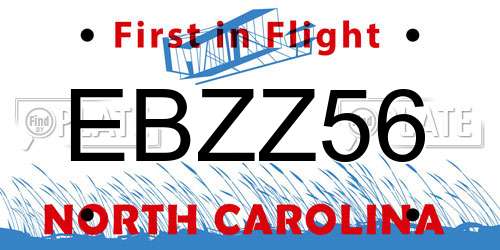 EBZZ56 North Carolina License Plate