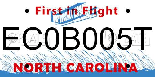 EC0B005T North Carolina License Plate