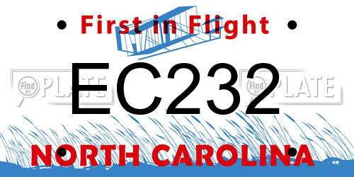 EC232 North Carolina License Plate