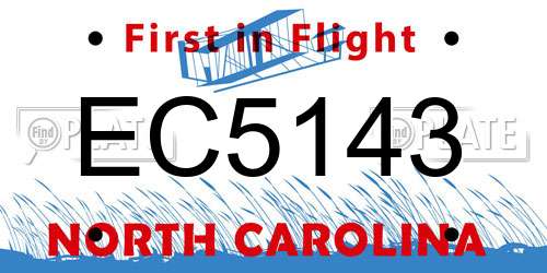 EC5143 North Carolina License Plate