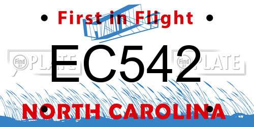 EC542 North Carolina License Plate