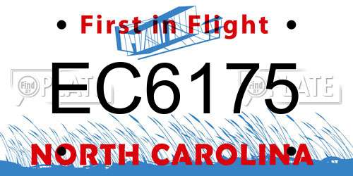 EC6175 North Carolina License Plate