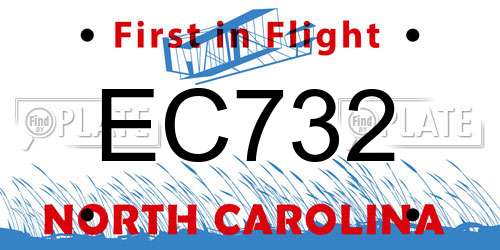EC732 North Carolina License Plate