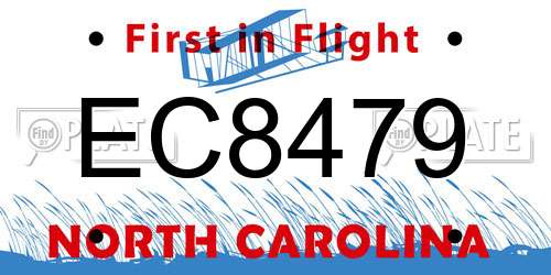 EC8479 North Carolina License Plate