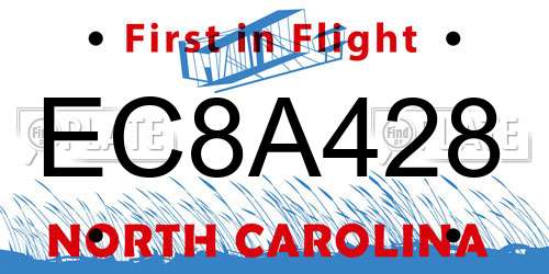 EC8A428 North Carolina License Plate