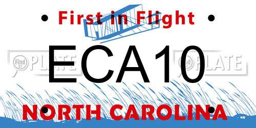 ECA10 North Carolina License Plate