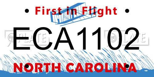 ECA1102 North Carolina License Plate