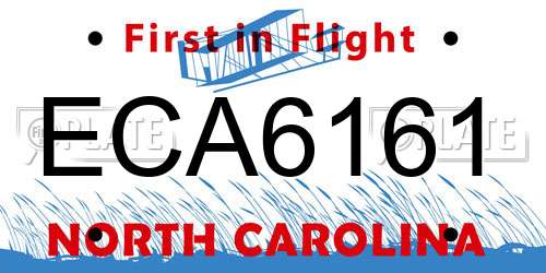 ECA6161 North Carolina License Plate