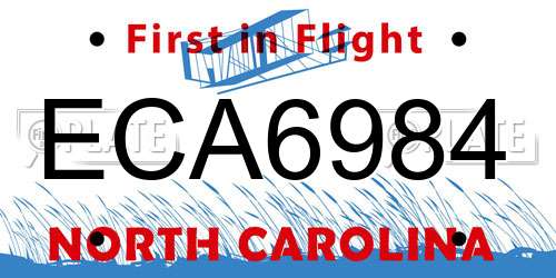 ECA6984 North Carolina License Plate