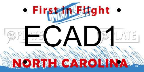 ECAD1 North Carolina License Plate