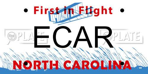 ECAR North Carolina License Plate