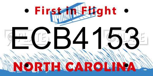 ECB4153 North Carolina License Plate