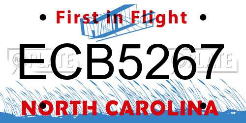 ECB5267 North Carolina License Plate