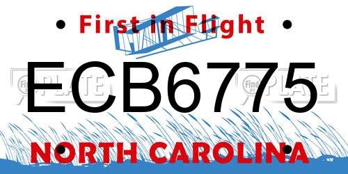 ECB6775 North Carolina License Plate