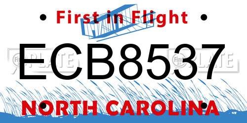 ECB8537 North Carolina License Plate
