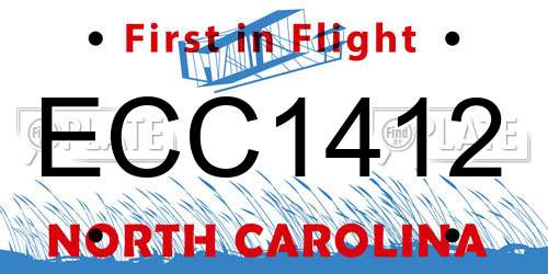 ECC1412 North Carolina License Plate